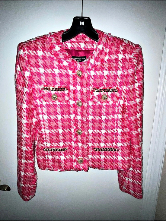 Generation Love Jackets & Blazers - Generation Love Kristen Tweed Jacket Pink & White Small